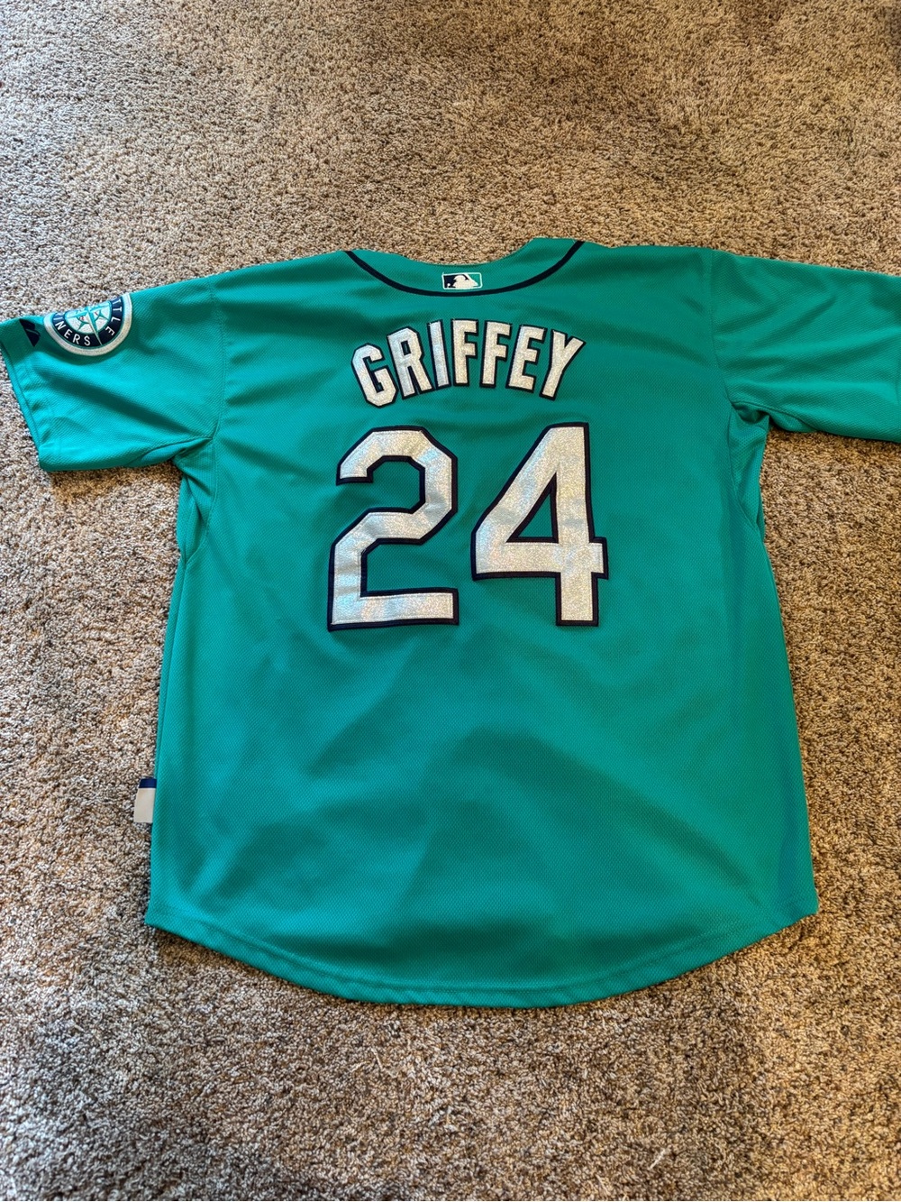 Seattle Mariners Majestic teal jersey- #24 Griffey - Picture 3 of 5